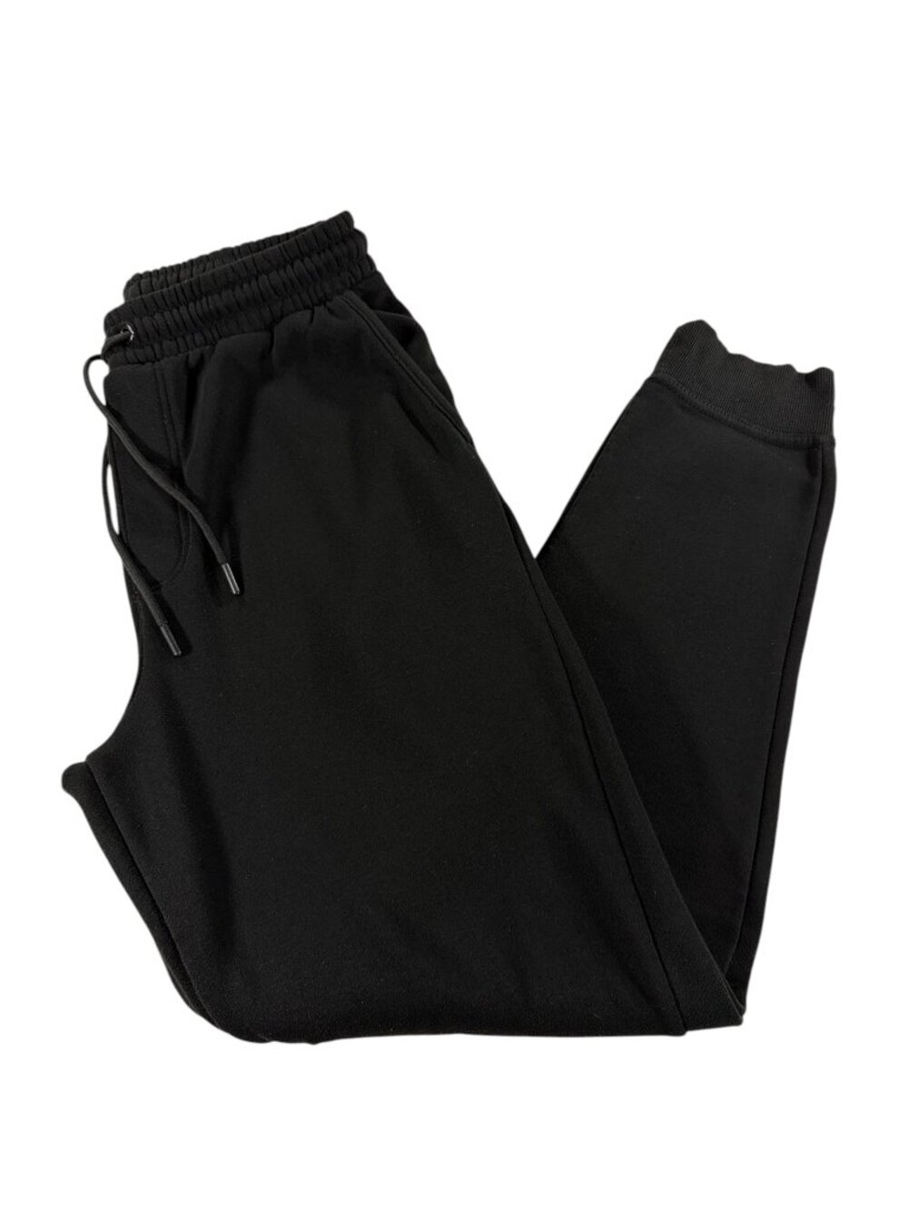 Men's Black Jogger Sweatpants Size M Fleece Drawstring